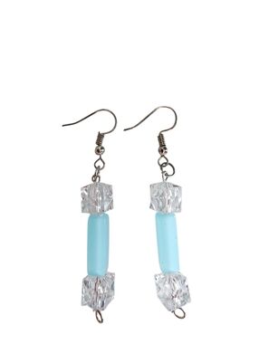 (4)Light Blue Bead and Crystal Dangle Earrings - Women's Jewelry